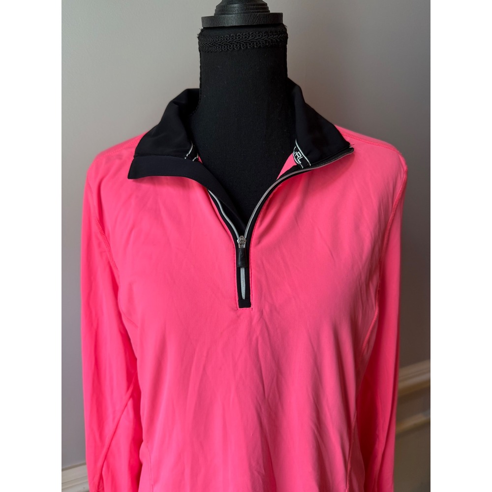 Lauren Ralph Lauren Performance Quarter Zip Pullover Pink Athletic Top XL - Picture 4 of 12